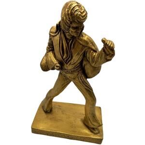 Vintage Gold Tone Elvis Presley Figurine Statue